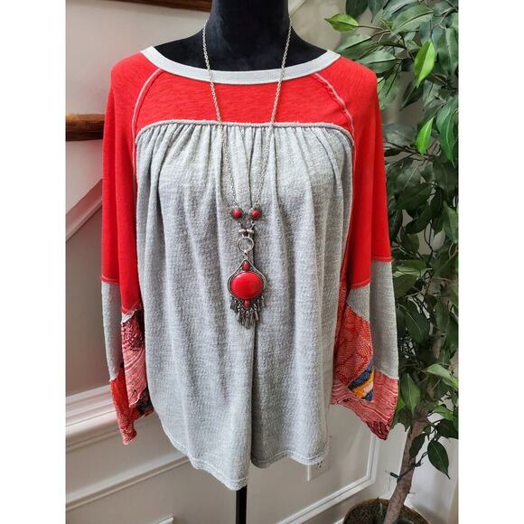 We The Free Women's Gray Polyester Round Neck Long Sleeve Top Shirt Size Medium - Picture 2 of 10